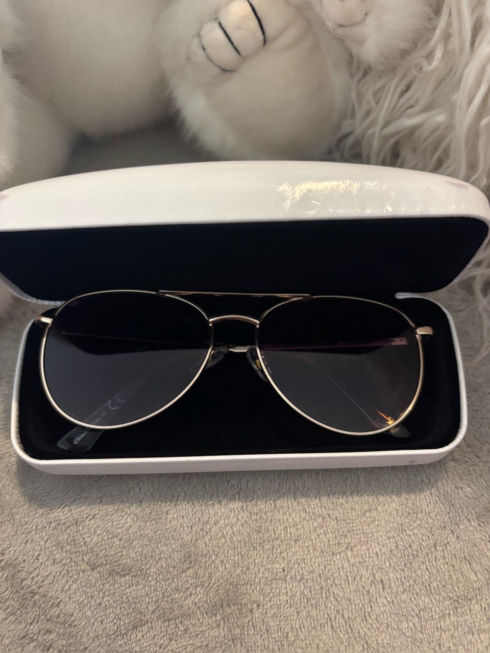 Nine West Silver Aviator Sunglasses with Purple Gradient Lenses & Hard Case